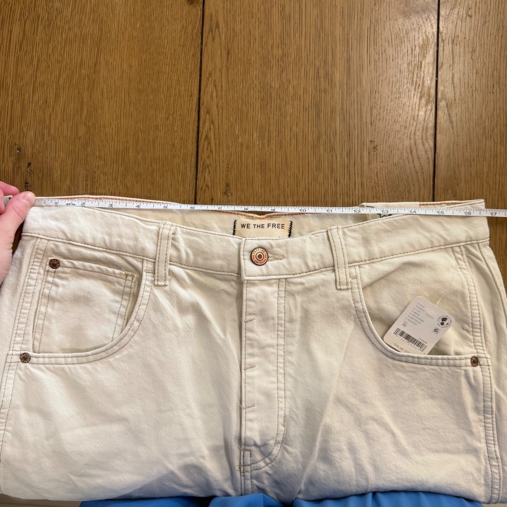 We The Free Free People Good Luck Mid-Rise Barrel Jeans Milk Cream Boho Denim 30 - Picture 3 of 6